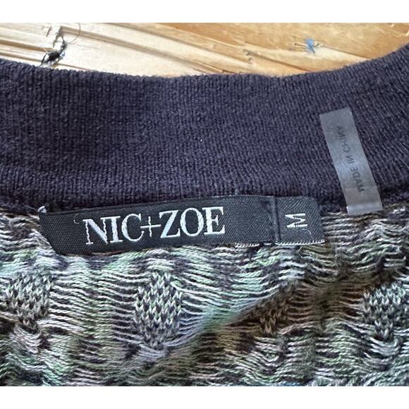 Nic + Zoe Patterned Pullover Sweater Size Medium Women’s Navy - Picture 3 of 7